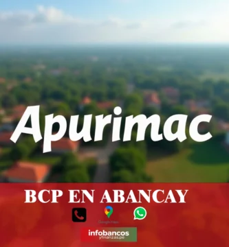 imágen panoramica de apurimac en fondo desenfocado con la palabra bcp , iconos de contacto y el logo de la web