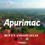 imágen panoramica de apurimac en fondo desenfocado con la palabra bcp andahuaylas, iconos de contacto y el logo de la web