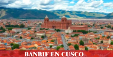 imágen panorámica de la ciudad de cusco con la palabra banbif, iconos de contacto y el logo de la web.