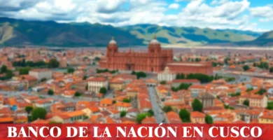 imágen panorámica de la ciudad de cusco con la palabra banco de la nación, iconos de contacto y el logo de la web.