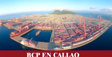 imágen panoramica del puerto del callao con la palabra bcp en letras blacas, iconos de contacto y el logo de la web