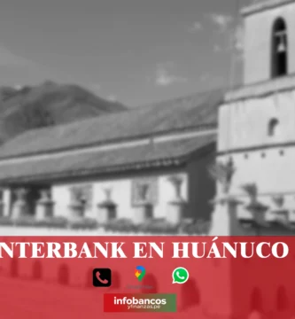 imágen del templo Santísima trinidad desenfocado con la palabra interbank, iconos de contacto y el logo de la web