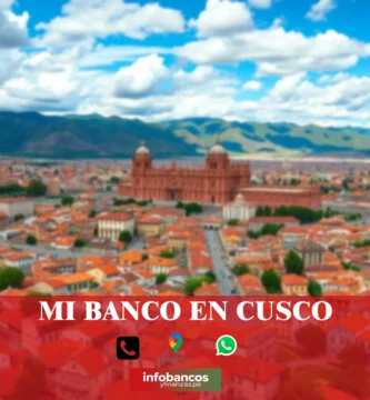 imágen panorámica de la ciudad de cusco con la palabra mibanco, iconos de contacto y el logo de la web.