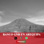 imágen del volcan misti en blanco y negro desenfocado con la palabra banco gnb, iconos de contacto y el logo de la web.