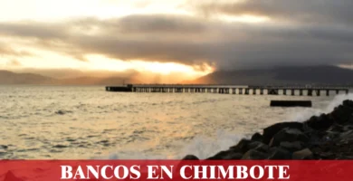 imágen del puerto de chimbote con la palabra banco en la parte de abajo, iconos de contacto y el logo de la web.