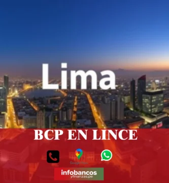 imágen panorámica de la ciudad de lima con la palabra lince y banco de crédito en la parte de abajo, iconos de contacto y el logo de la web.