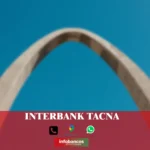 imágen cercana del arco de la plaza de Tacna en fondo desenfocado con la palabra interbank, iconos de contacto y el logo de la web.