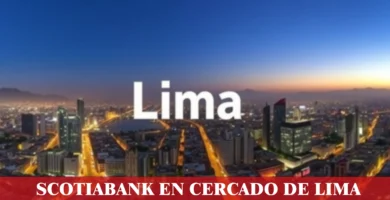 imágen panorámica de la ciudad de lima con la palabra scotiabankj en la parte de abajo, iconos de contacto y el logo de la web.