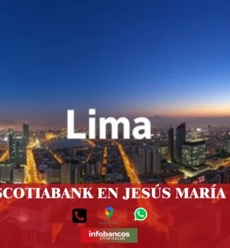 imágen panorámica de la ciudad de lima con la palabra scotiabankj en la parte de abajo, iconos de contacto y el logo de la web.