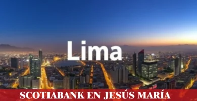 imágen panorámica de la ciudad de lima con la palabra scotiabankj en la parte de abajo, iconos de contacto y el logo de la web.