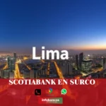 imágen panorámica de la ciudad de lima con la palabra los surco en la parte de abajo, iconos de contacto y el logo de la web.