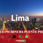 Imágen de la ciudad de lima de noche desenfocada con el nombre del artículo e iconos de contacto en color blanco en la parte de abajo