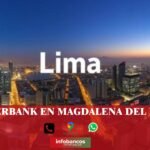 Imágen del titulo del artículo en color blanco junto a iconos de contacto en la parte de abajo con un fondo desenfocado de la ciudad de lima